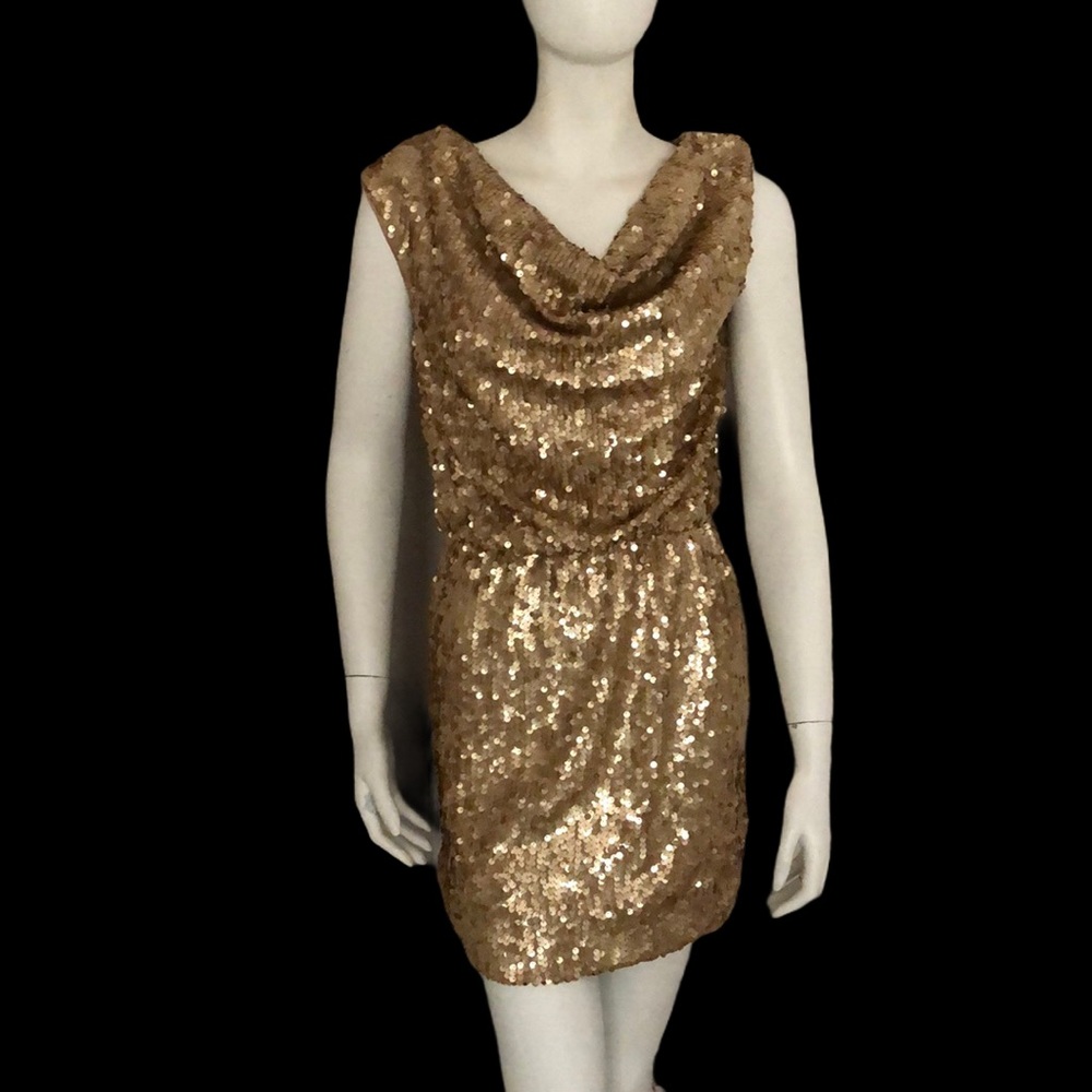 NWOT Eliza J sequin celeb gold party dress size 0